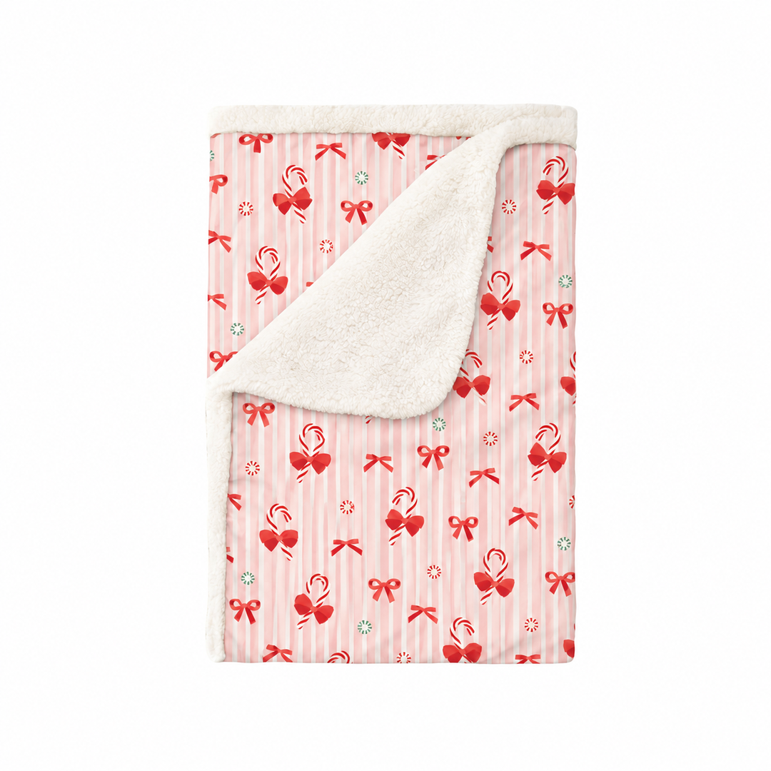 Peppermint Lane (Dream Luxe Blanket) - Pink Bows — AI-generated product mockup