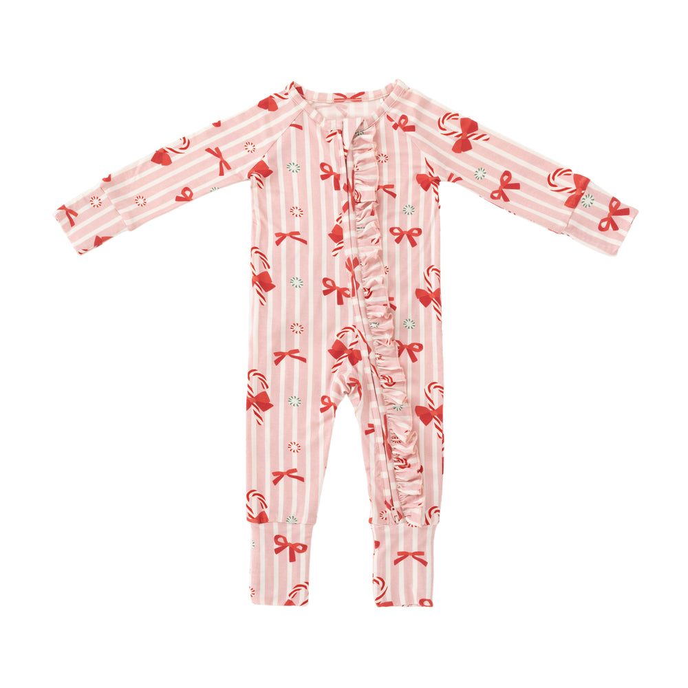 Peppermint Lane (Ruffle Convertible Zip Footies) - Pink Bows - Photo 1