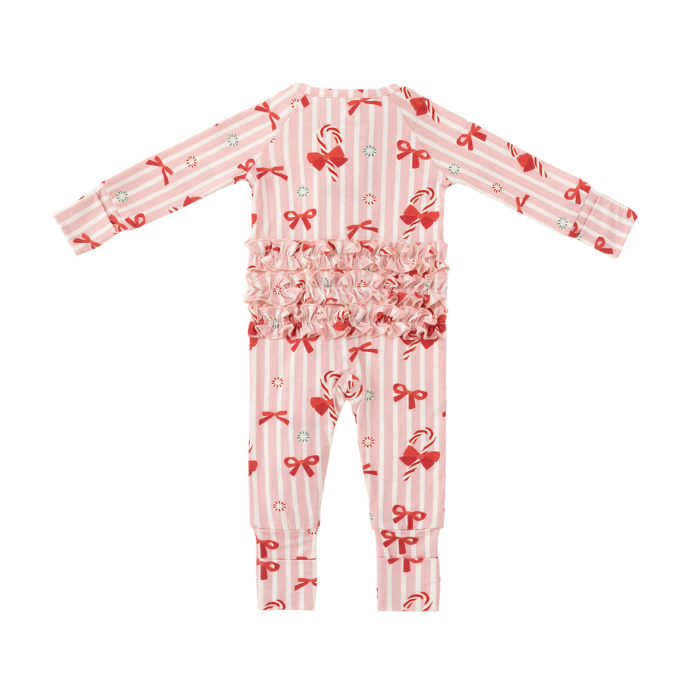 Peppermint Lane (Ruffle Convertible Zip Footies) - Pink Bows - Photo 2