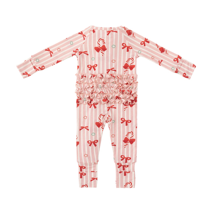 Peppermint Lane (Ruffle Convertible Zip Footies) - Pink Bows - Photo 2