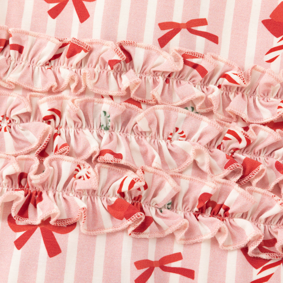 Peppermint Lane (Ruffle Convertible Zip Footies) - Pink Bows - Photo 7
