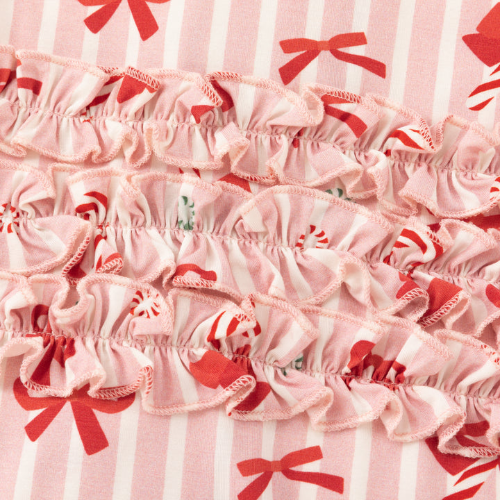 Peppermint Lane (Ruffle Convertible Zip Footies) - Pink Bows - Photo 7