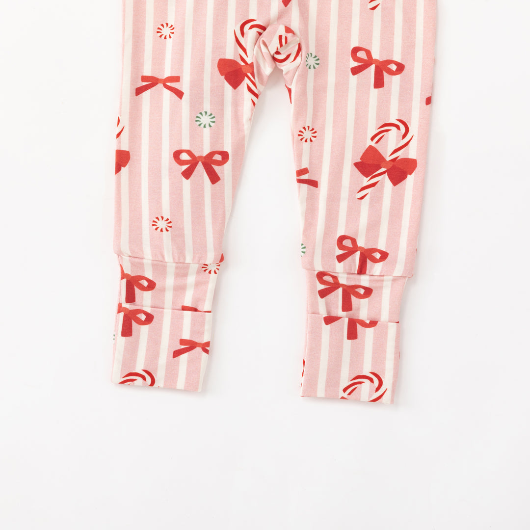 Peppermint Lane (Ruffle Convertible Zip Footies) - Pink Bows - Photo 8
