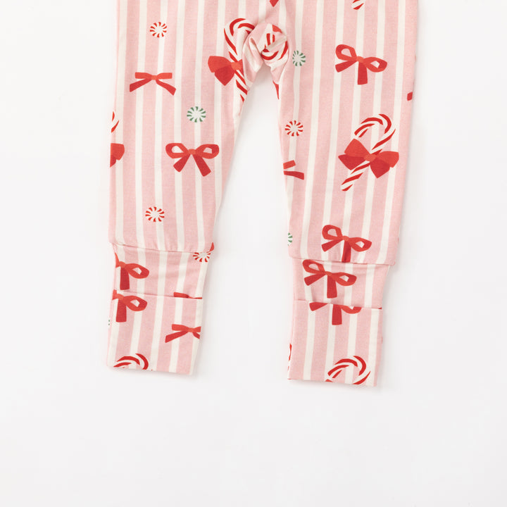 Peppermint Lane (Ruffle Convertible Zip Footies) - Pink Bows - Photo 8