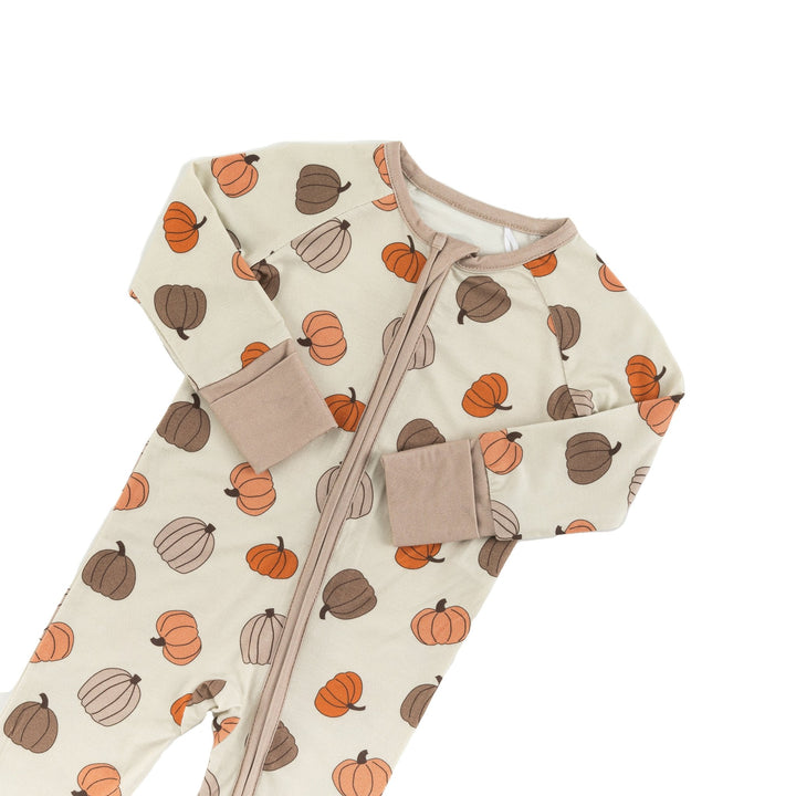 Pumpkins Beige (Convertible Zip Footies) - Dreamlet