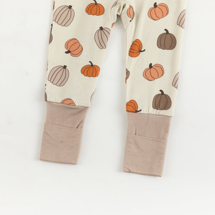 Pumpkins Beige (Convertible Zip Footies) - Dreamlet