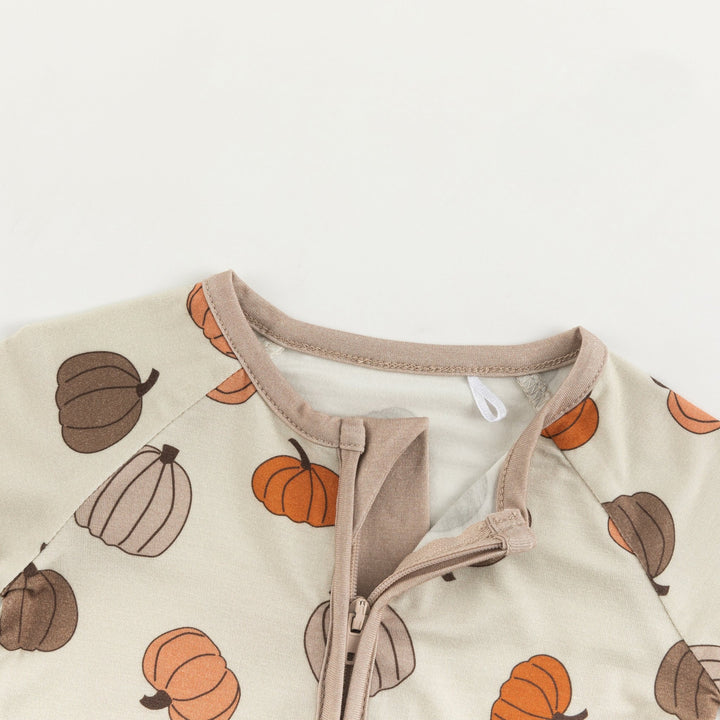 Pumpkins Beige (Convertible Zip Footies) - Dreamlet