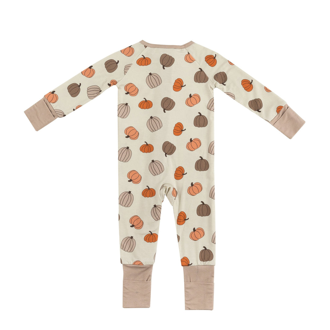 Pumpkins Beige (Convertible Zip Footies) - Dreamlet