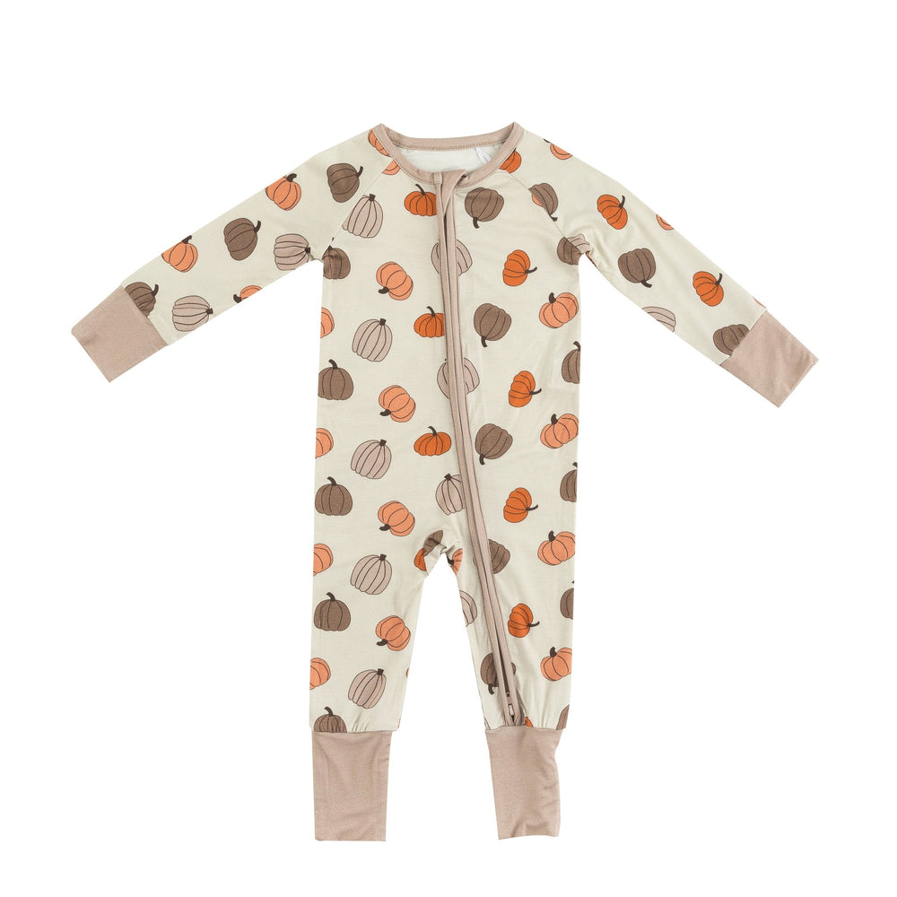 Pumpkins Beige (Convertible Zip Footies) - Dreamlet