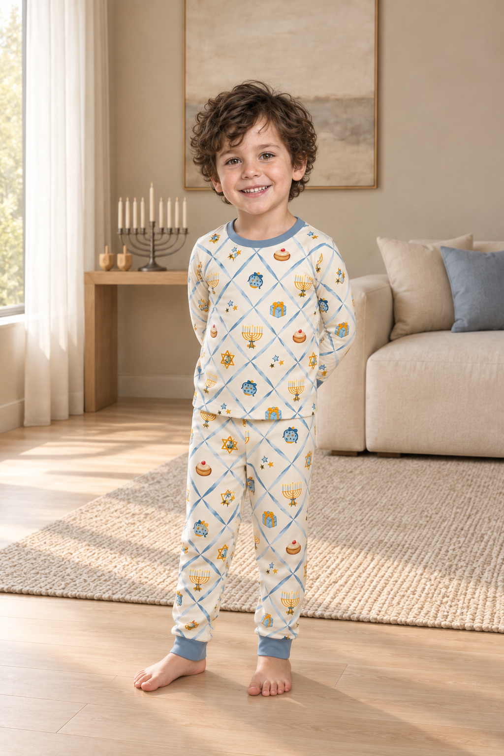 Hanukkah Wishes (Long Sleeve PJ) lifestyle photo, shot 4
