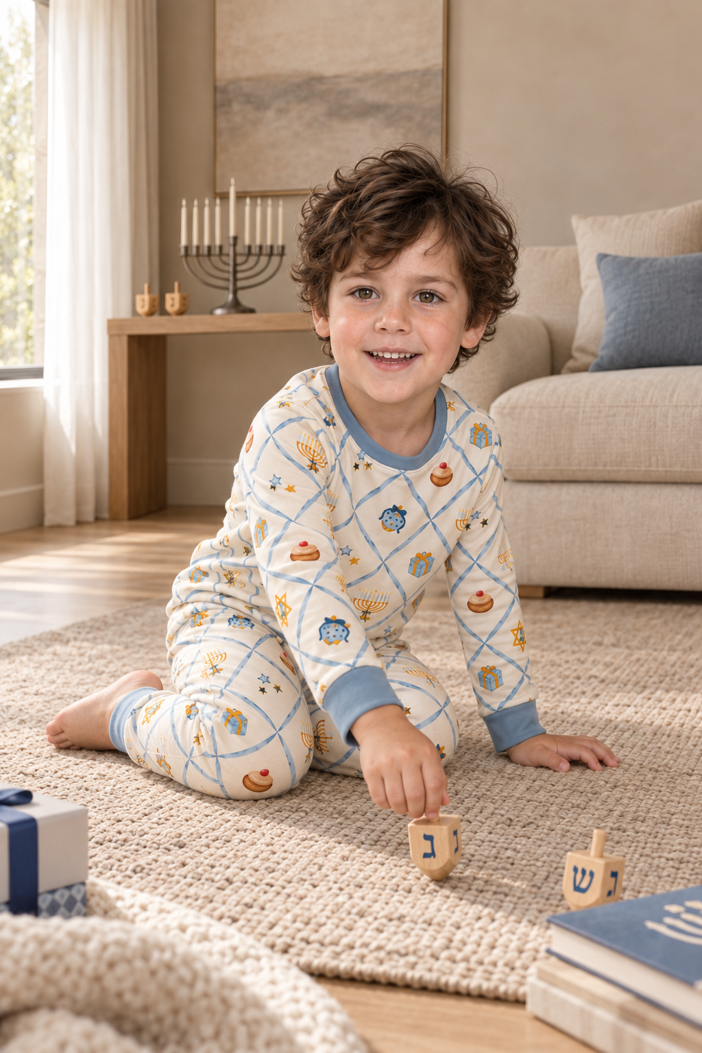 Hanukkah Wishes (Long Sleeve PJ) lifestyle photo, shot 6