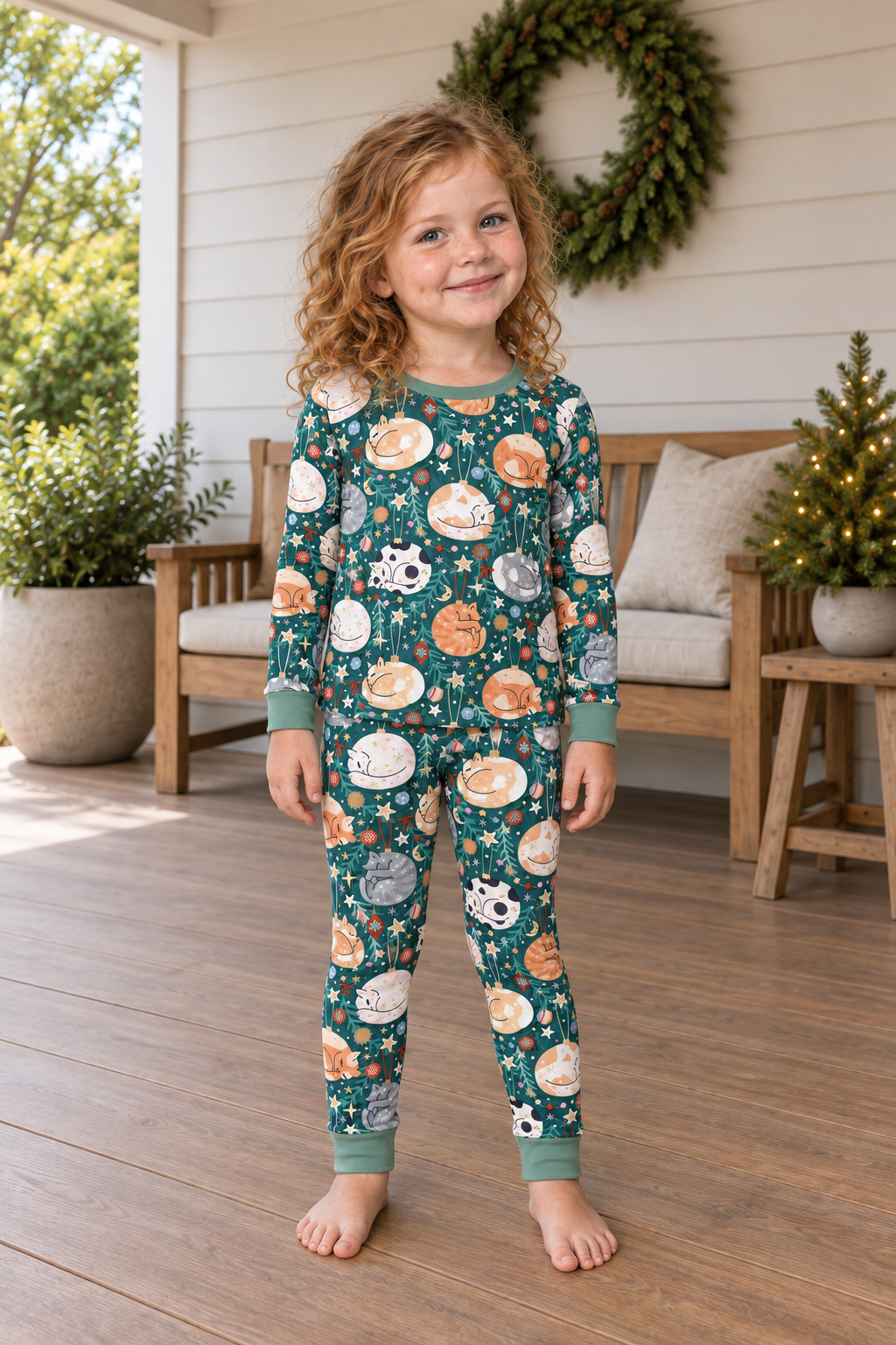 Merry Little Meows (Long Sleeve PJ) — complete product view.