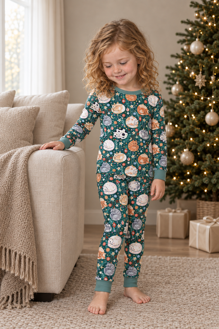 Merry Little Meows (Long Sleeve PJ) — lifestyle view.