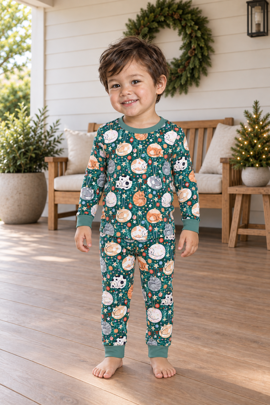 Merry Little Meows (Long Sleeve PJ) — complete product view.