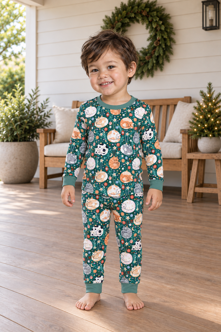 Merry Little Meows (Long Sleeve PJ) — complete product view.