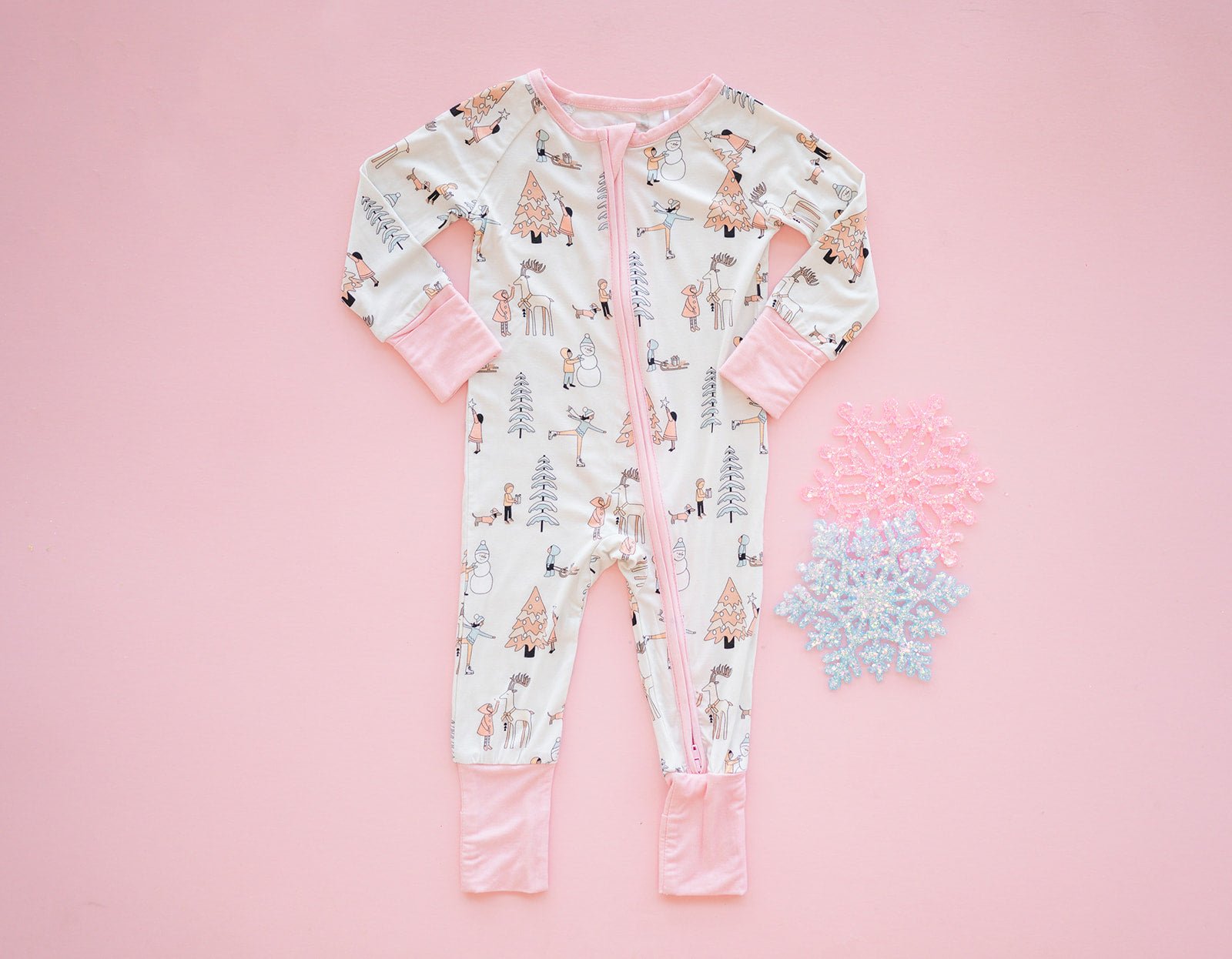Dreamy Graphic Footie - Winter White/Deep Pink main image 1
